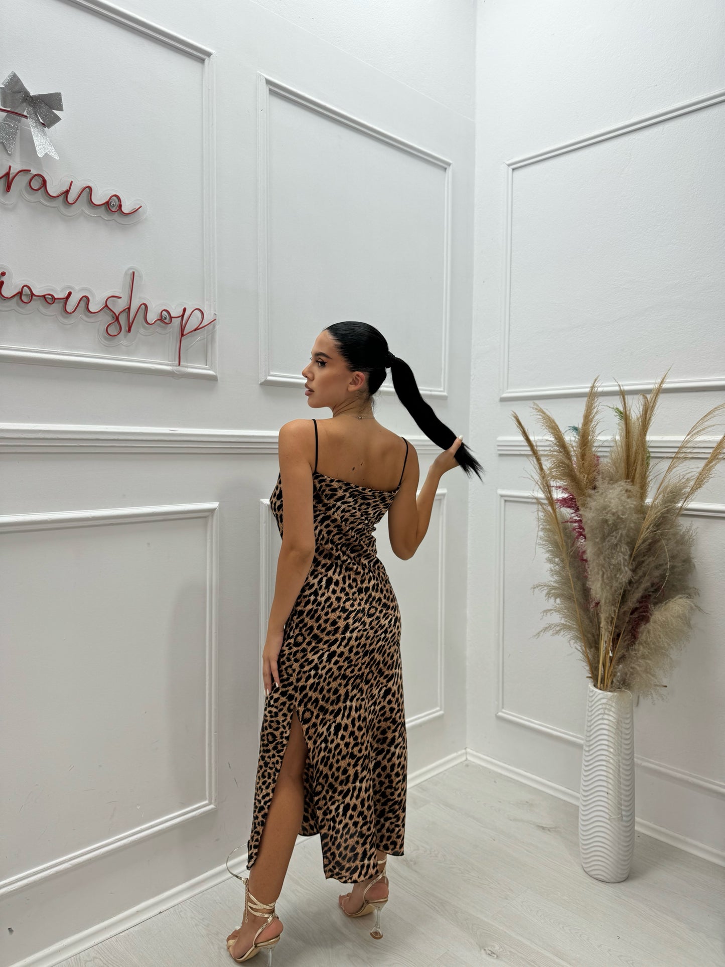 Fustan leopard pas trupit saten