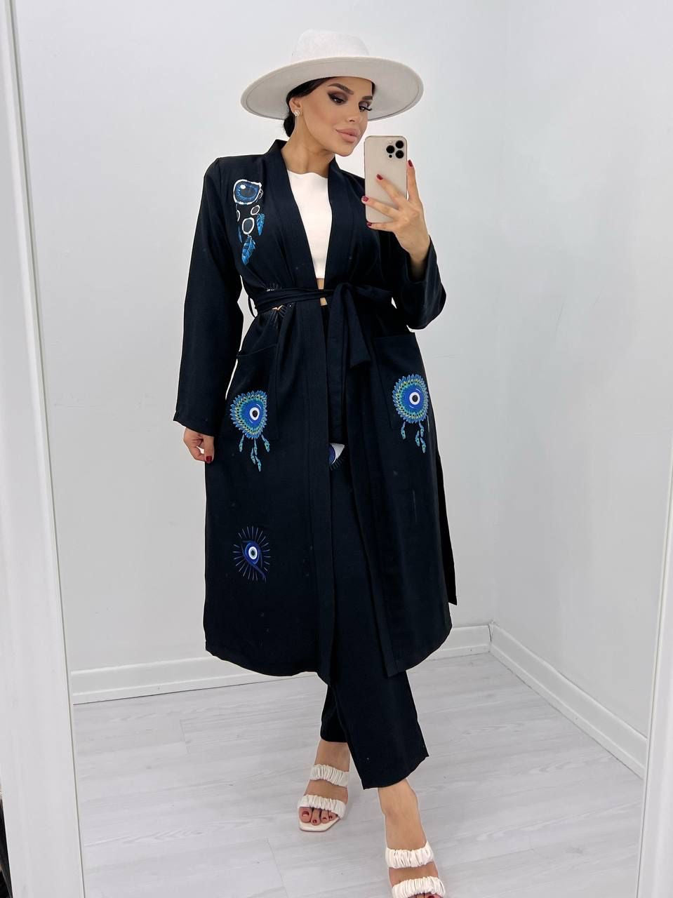 Kostum lino me lule & kimono e gjate