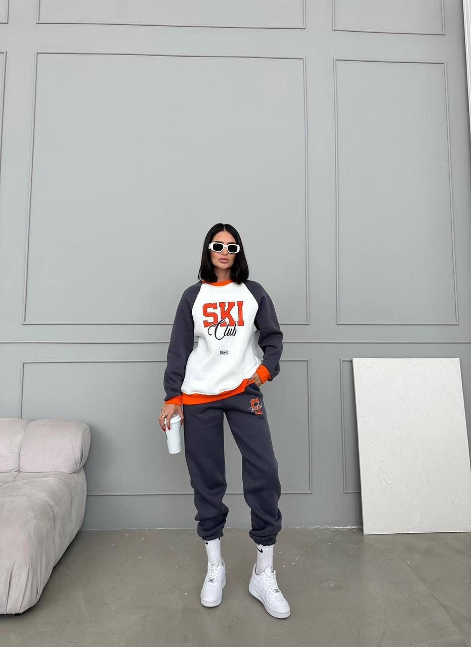 Ski resort gri me pjesen e bardhe