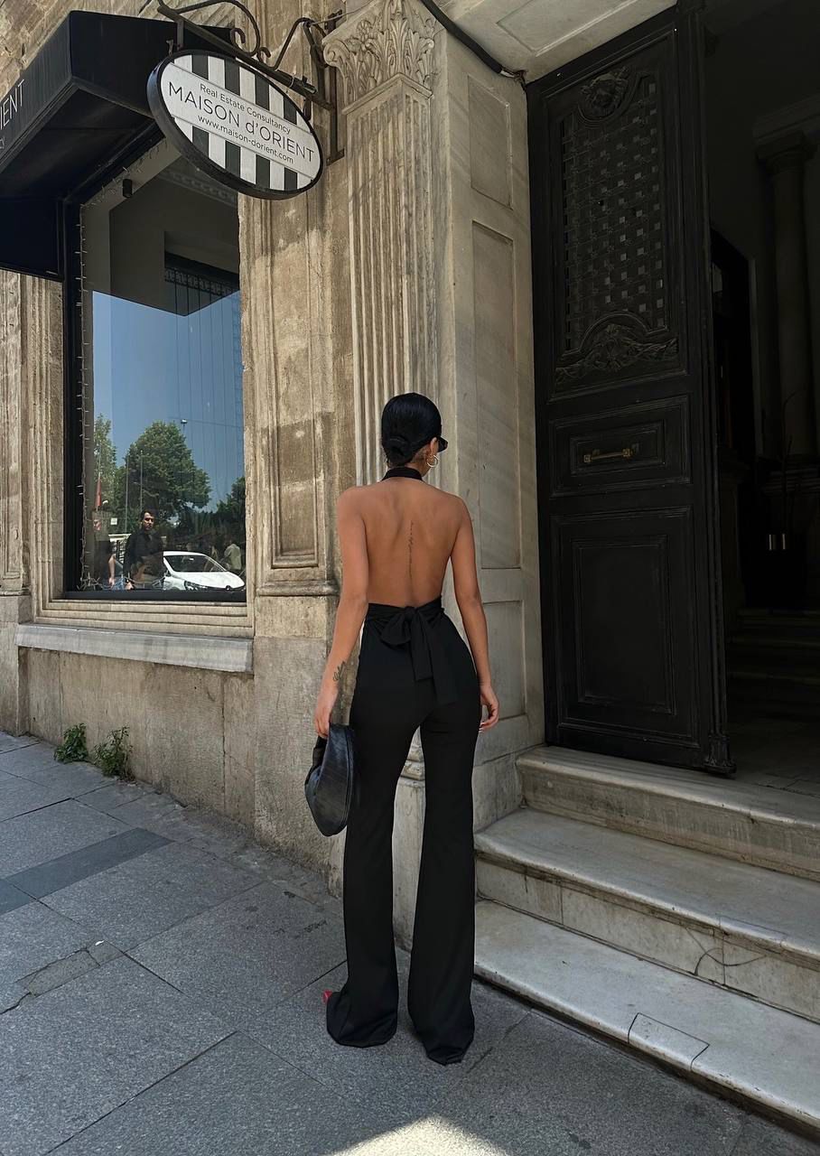 Evelyn open back elastic jumpsuit