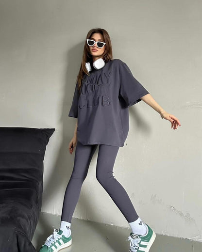 Kostum sportiv me bluze oversize & strece