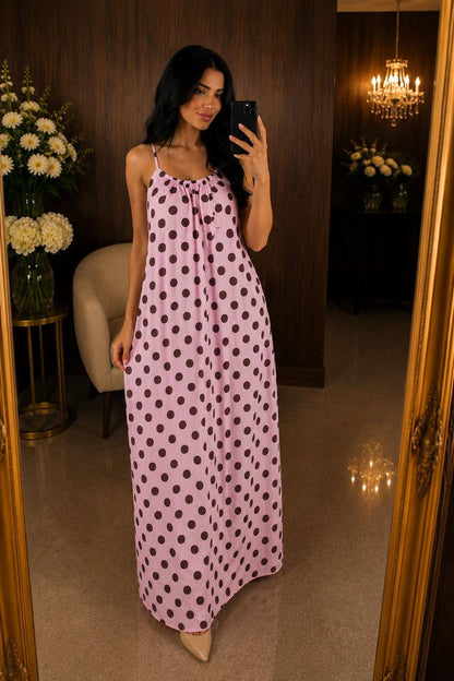 Fustan me rripa oversize, dizenjo me topa