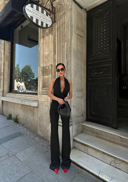 Evelyn open back elastic jumpsuit